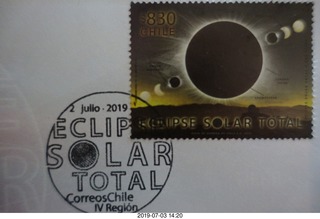 Chile - Santiago tour - first day of issue solar eclipse stamp