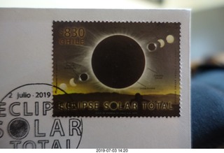 190 a0f. Chile - Santiago tour - first day of issue solar eclipse stamp