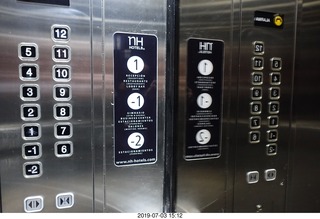 198 a0f. Chile - Santiago - hotel elevator buttons with no year zero