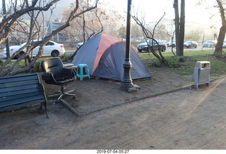 Chile - Santiago park - morning run - tent