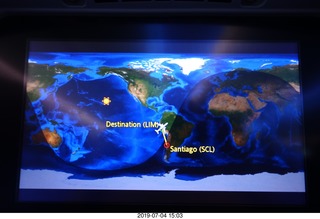 flight to Lima - sun map
