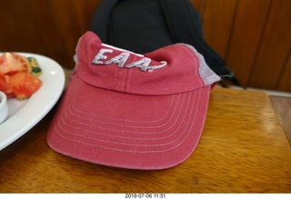 Peru - Machu Picchu lunch - friend's EAA hat