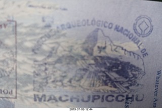 568 a0f. Peru - bus ride down to Aguas Calientes - Machu Picchu passport stamp