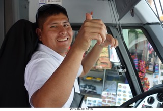 667 a0f. Peru - bus ride down to Aguas Calientes - bus driver - what a champ!