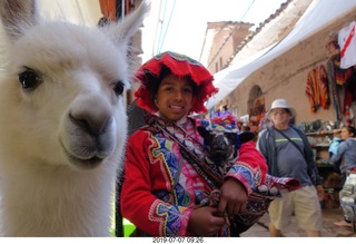Peru - drive to cusco - market - cool llama cap