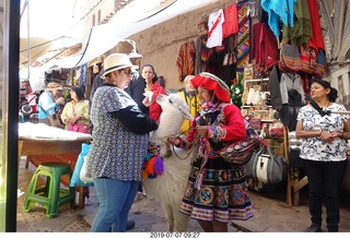 125 a0f. Peru - drive to cusco - market - llama girl
