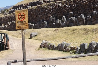 Peru - Sacsayhuaman fortress - sign