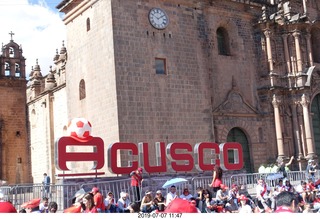 354 a0f. Peru - Cusco square - big sign