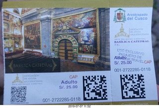Peru - Cusco square - cathedral ticket