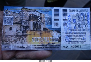 404 a0f. Peru - Cusco church ticket