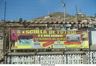 49 a0f. Peru - Cusco - drive to airport - sign for fotbol (soccer)