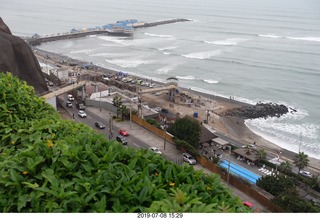 268 a0f. Peru - Lima - beach garden walk - pier from above