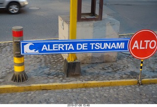 Peru - Lima - beach garden walk - tsunami sign