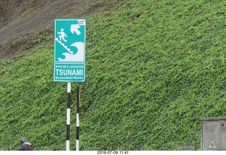 Peru - Lima - beach walk - tsunami sign