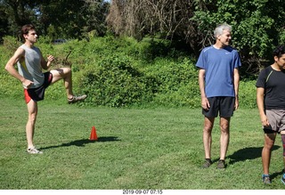 3198 a0h. Curtis Arboretum - Cheltenham XC alumni race - team members to starting line - Adam A, Mark V