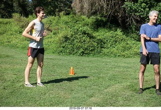 3199 a0h. Curtis Arboretum - Cheltenham XC alumni race - team members to starting line, Adam A, Mark V