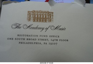 The Academy of Music Restoration Fund letterhead