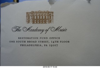 The Academy of Music Restoration Fund letterhead