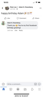 577 a0l. My first Facebook birthday greeting