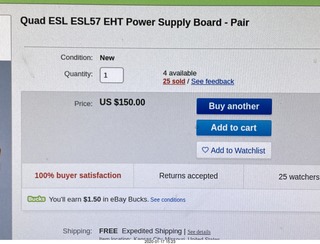 eBay listing for Quad ESL EHT power supplies