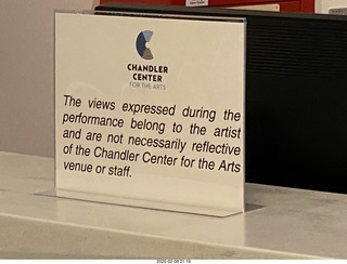 Chandler Arts Center - views expressed sign