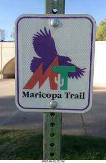 Maricopa Trail sign - looks like a multicolored octopus from a distance