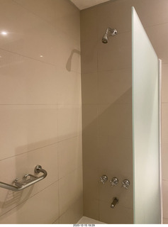 9 a0y. Argentina - Neuquen - hotel shower with controls hard to reach