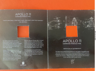 24 a0y. Apollo 11 piece of heat shield cardboard