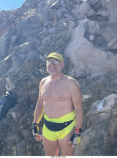 3310 a0z. Adam shirtless atop North Mountain hike