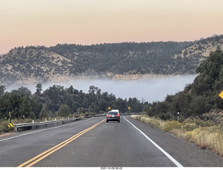 drive to Bryce Canyon - fog