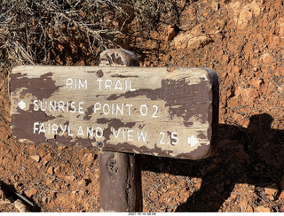 Bryce Canyon Fairyland Trail hike - sign