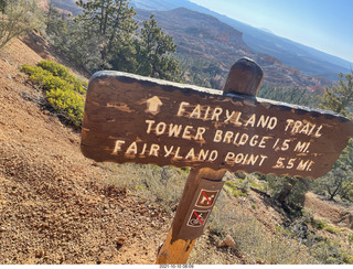 Bryce Canyon Fairyland Trail hike - sign