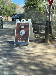 136 a18. Zion National Parking lot full