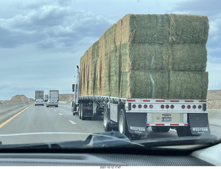 195 a18. Arizona drive on I-15, Virgin River, amazing views - truck of hay