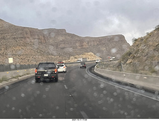 494 a18. Arizona I-15 Virgin River drive - amazing rocks and views - rain