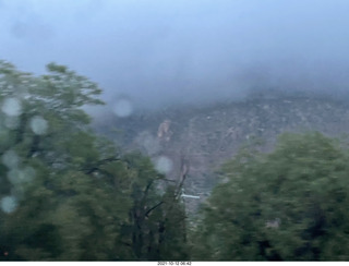 Zion National Park in the rain and fog