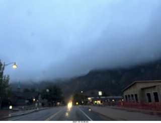 Zion National Park in the rain and fog