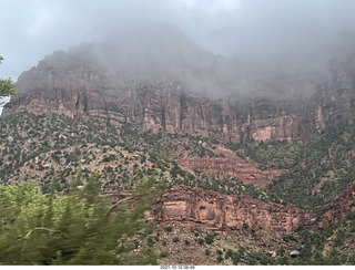 Zion National Park in the rain and fog