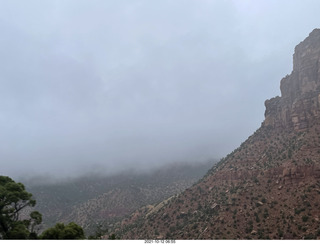 Zion National Park in the rain and fog