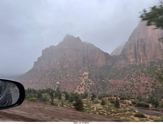 Zion National Park in the rain and fog