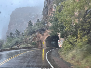 Zion National Park in the rain and fog - big tunnel