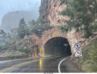 Zion National Park in the rain and fog