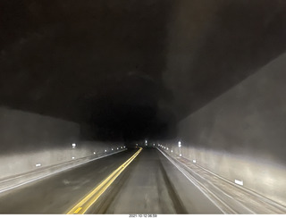 28 a18. Zion National Park in the rain and fog - big tunnel