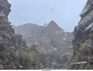 Zion National Park in the rain and fog - big tunnel