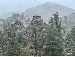 Zion National Park in the rain and fog - big tunnel