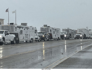 121 a18. Page in the snow - Route 89 - convoy of horse trailers