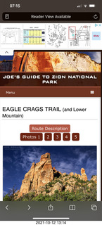 web page on Eagle Crags Trail at Zion