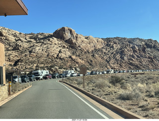 Utah - Arches National Park - line of cars to get in (we came earlier)