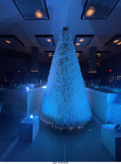 white christmas tree in a restaurant