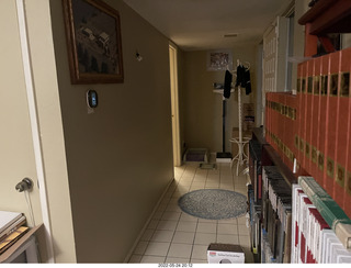 door open with cat Miss Pris in the bathroom